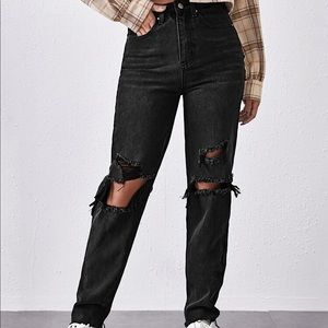 SHEIN | high waisted ripped mom jeans